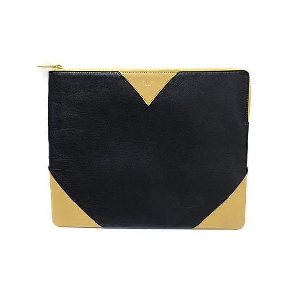 Celine Clutch Bag Mini Black Beige Bicolor Leather - Picture 1 of 5